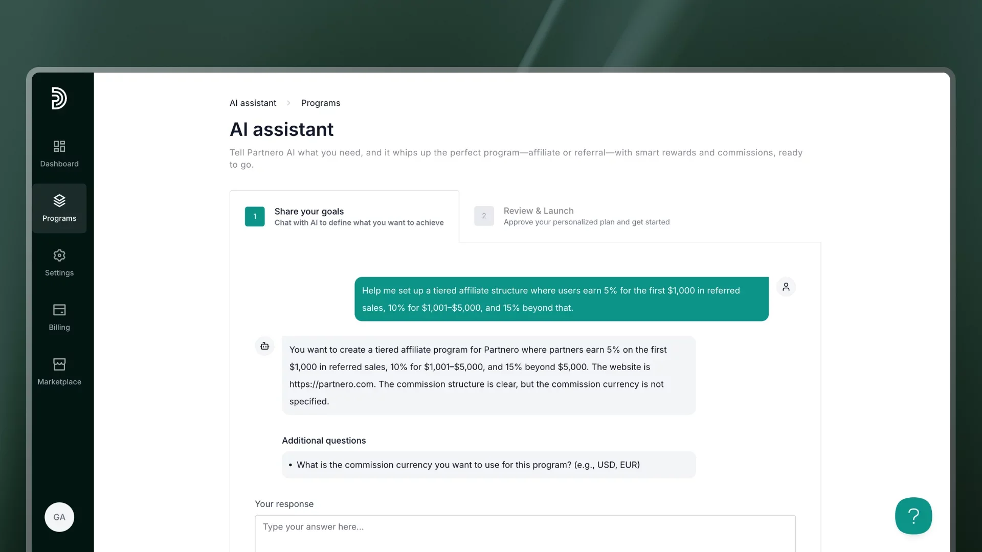Using Partnero AI-powered program builder