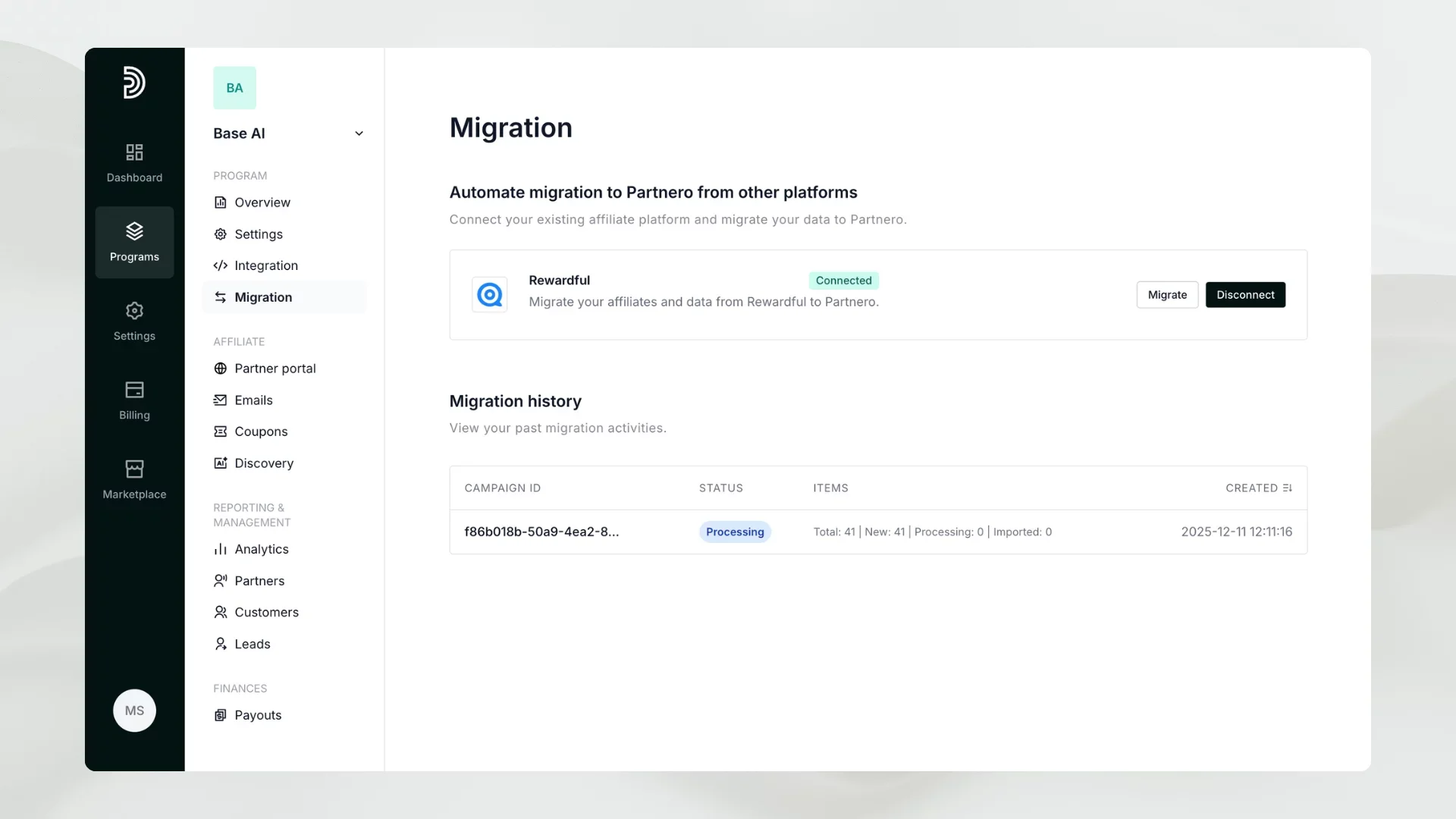Monitor migration process
