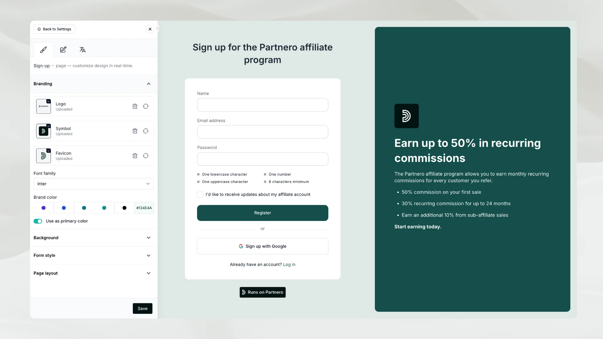 partner portal in live designer