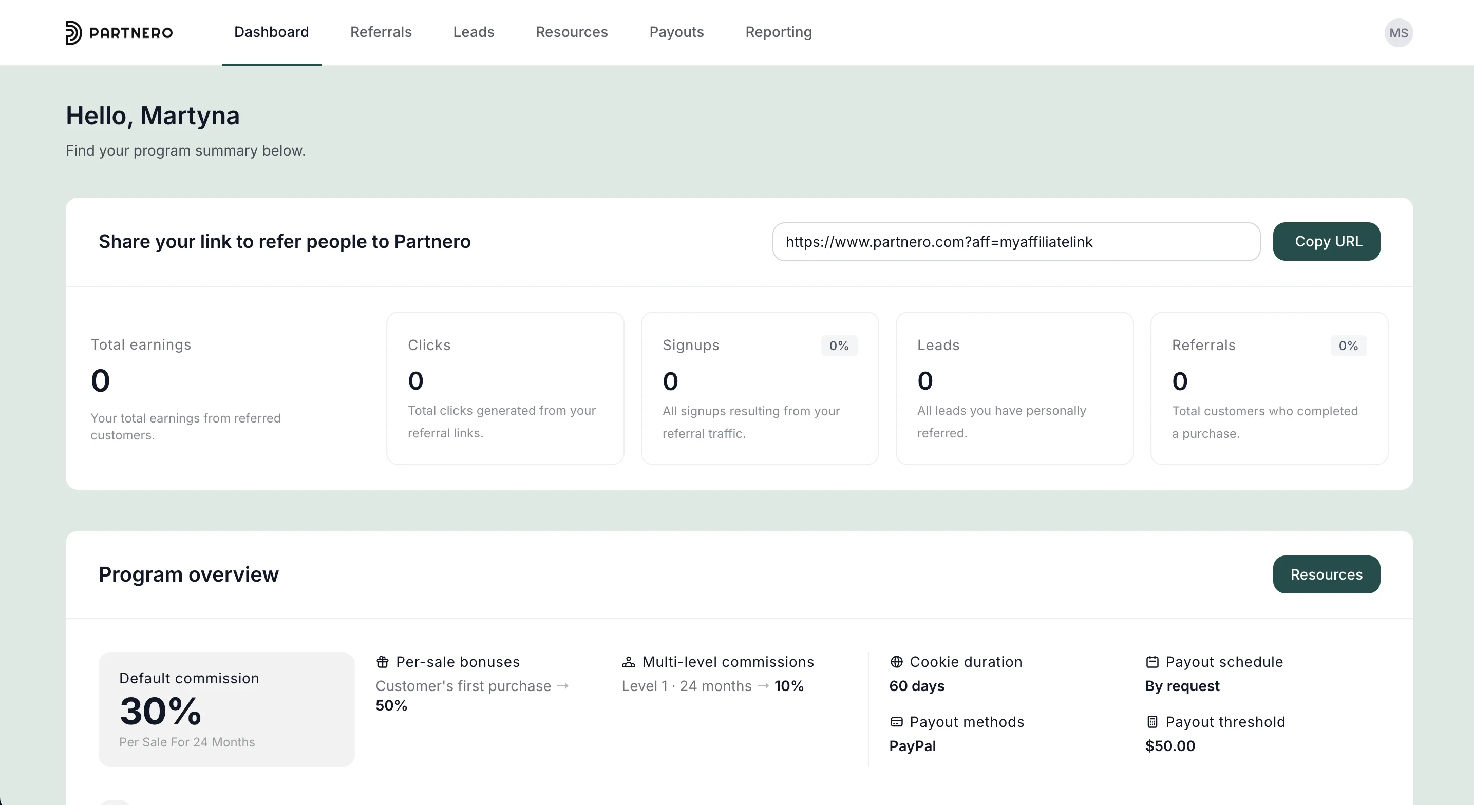partner portal dashboard example