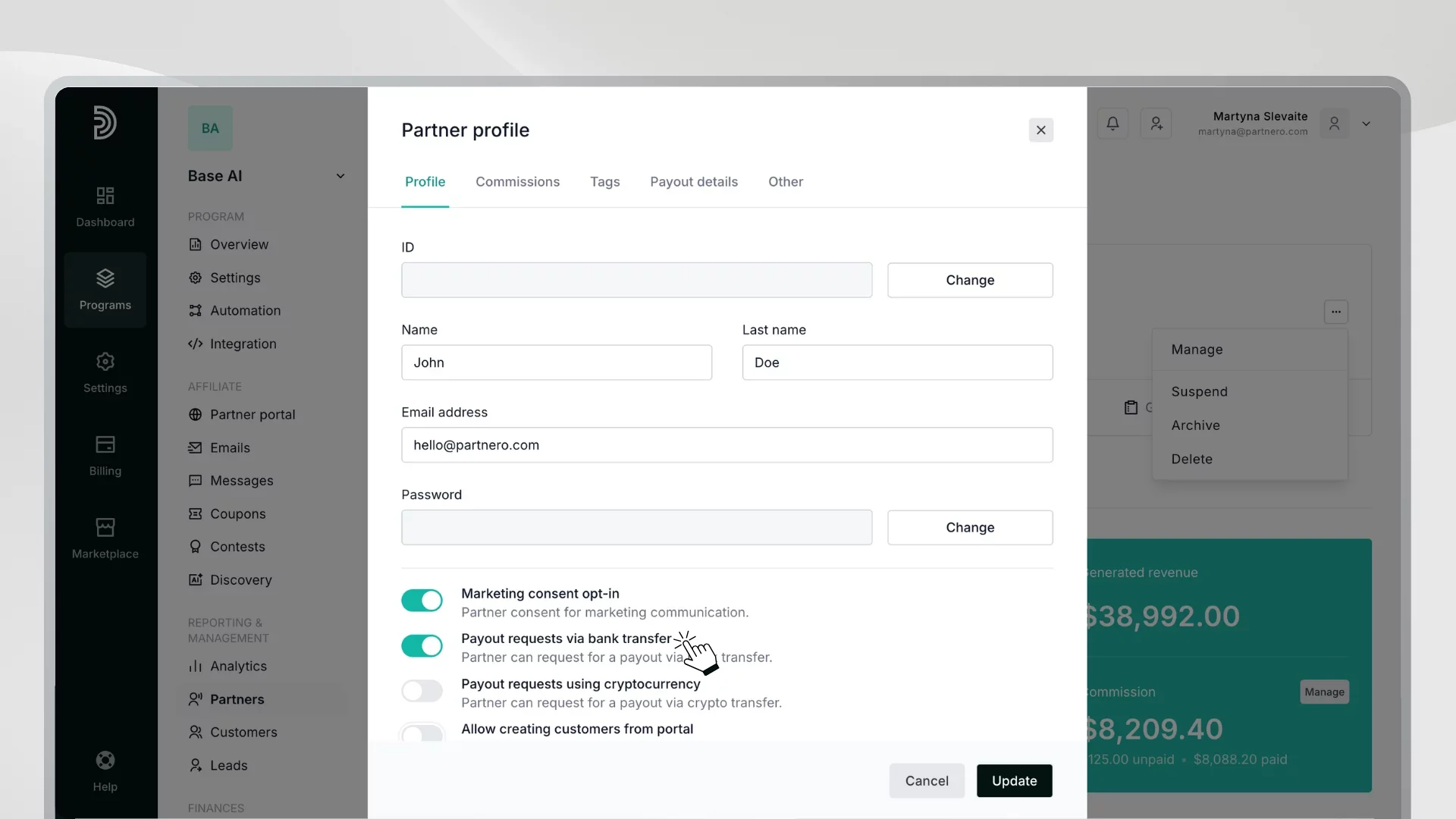 partner settings
