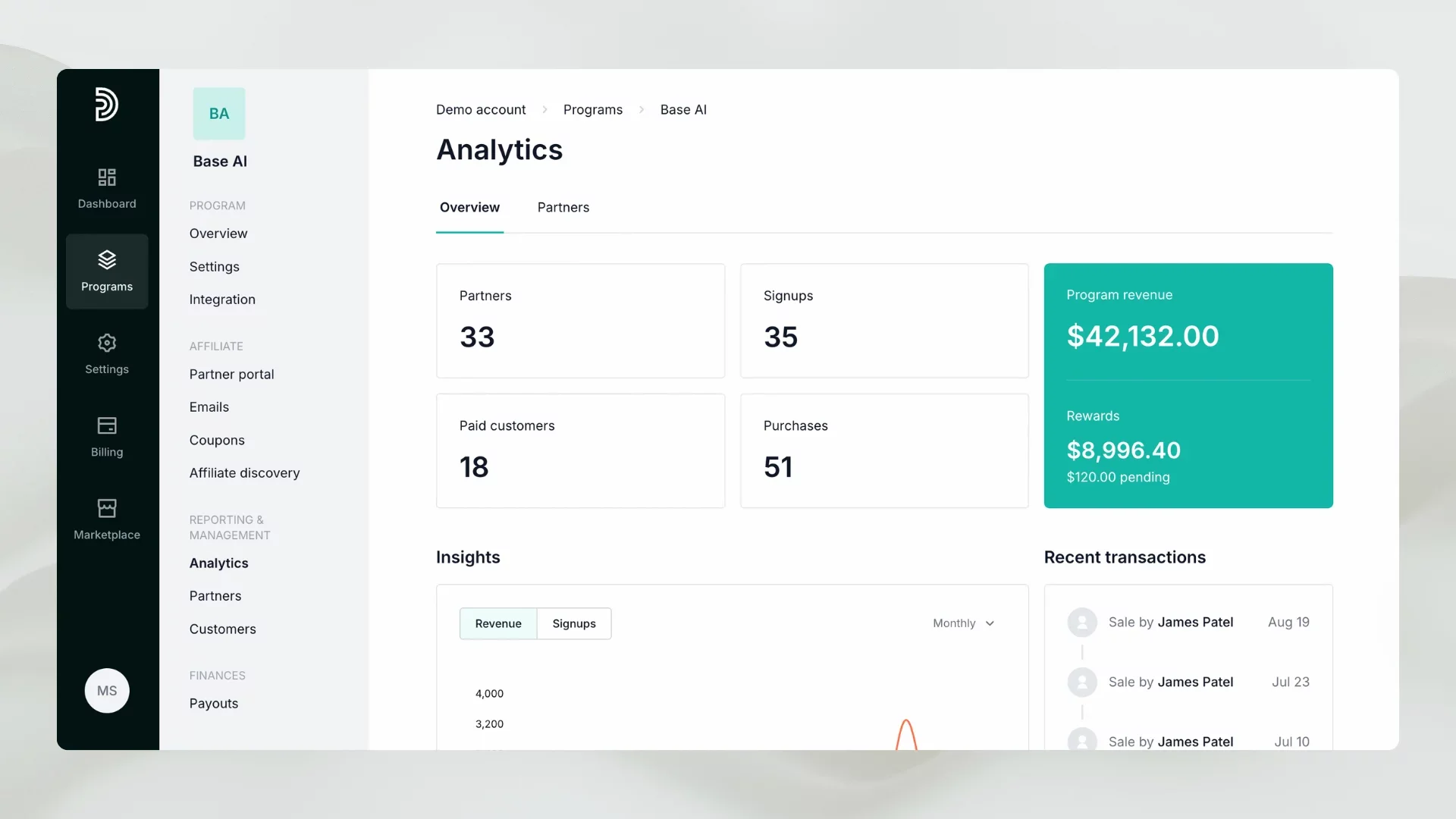 analytics on Partnero