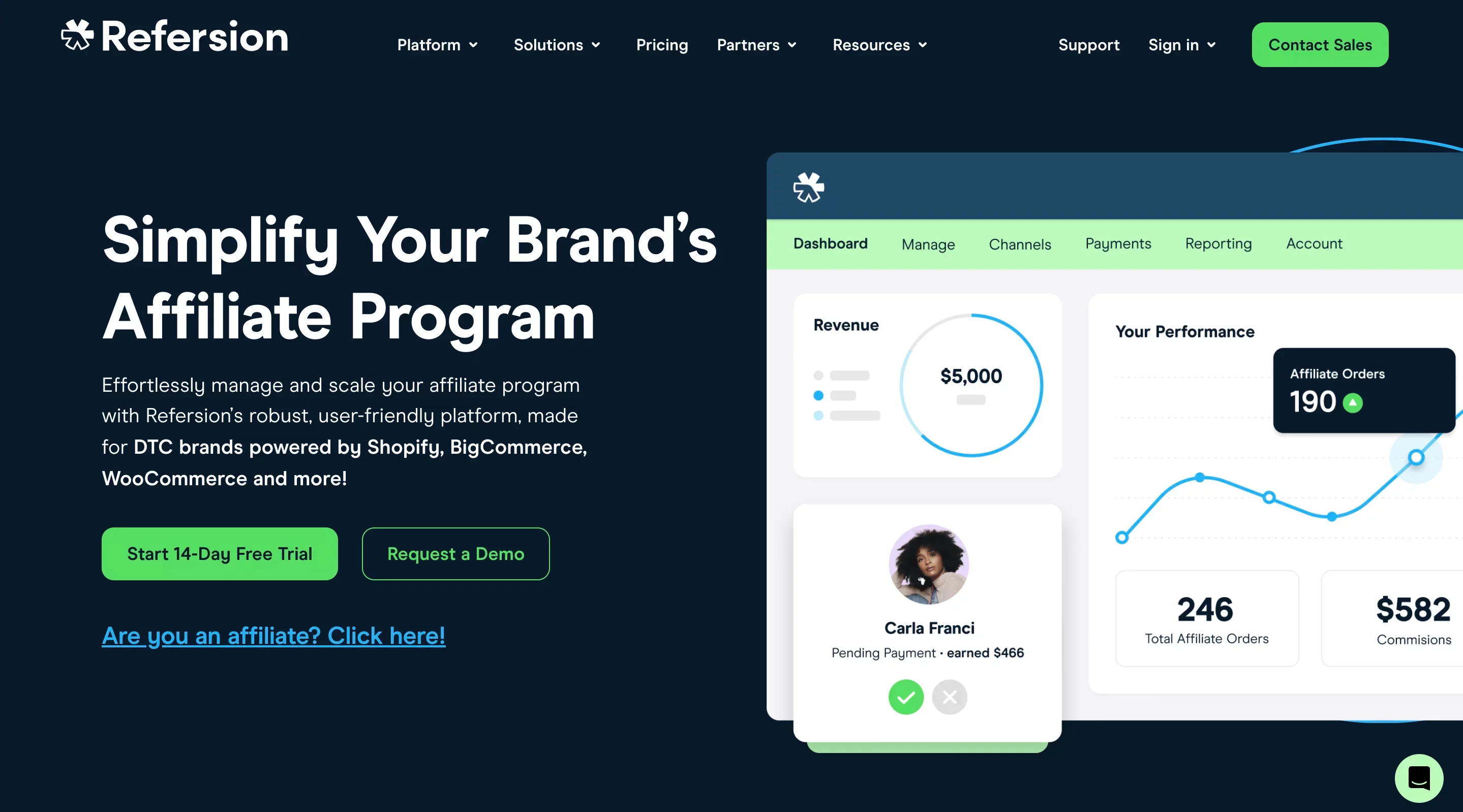 Refersion’s homepage