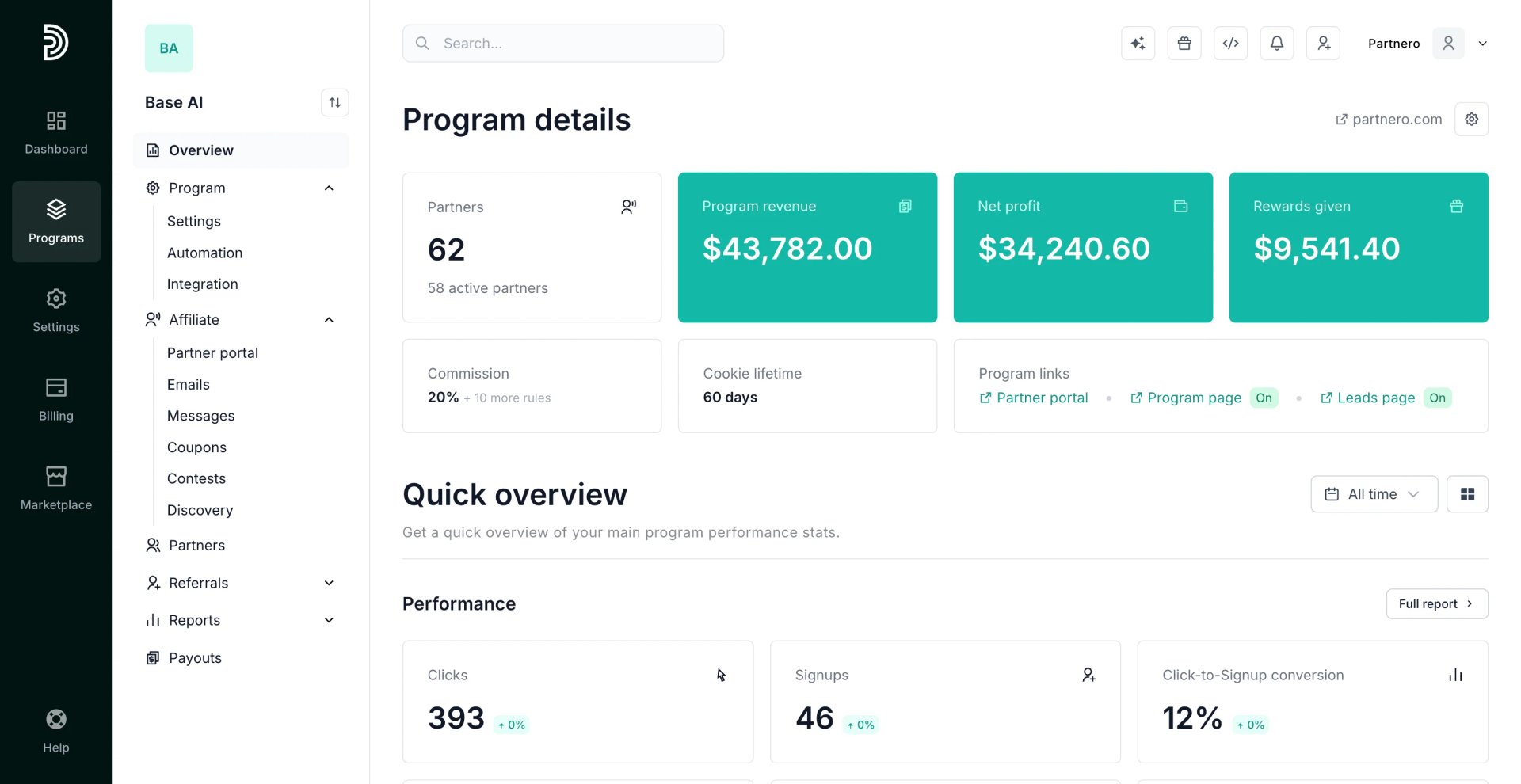 Tiered commission and milestone bonus setup in Partnero