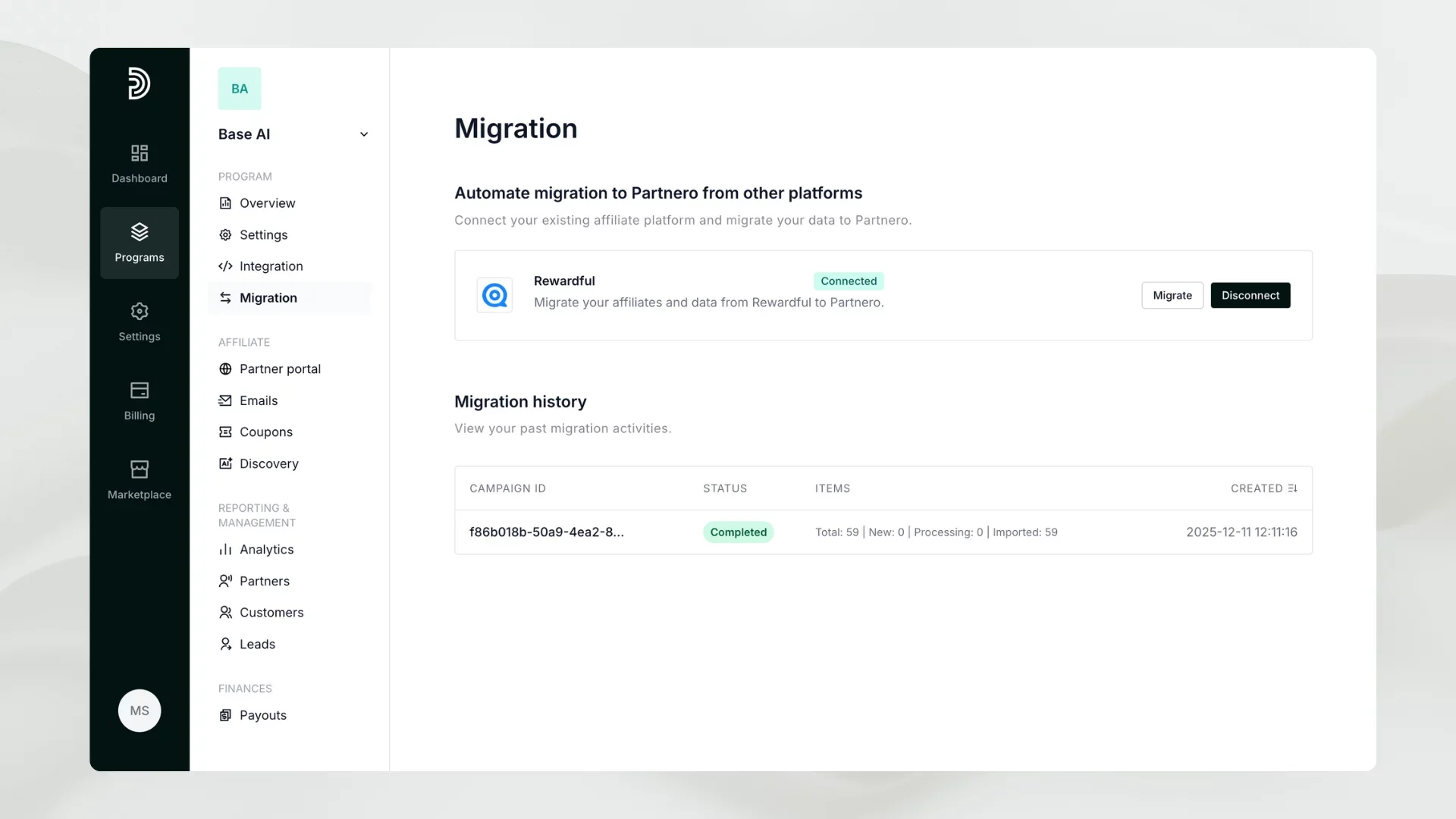 Completed migration