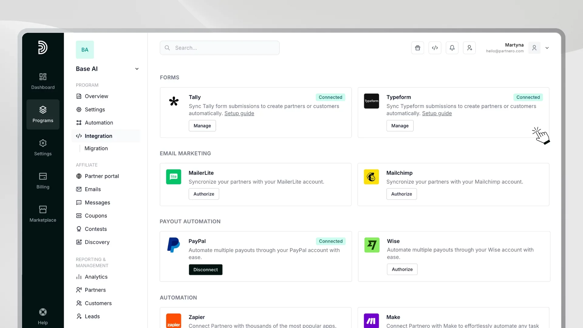 setting up integrations